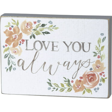 Primitives by Kathy XOXO Floral Heart Wooden Block Sign 3.5" x 3.75"